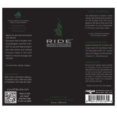 Ride BodyWorx Stroke Oil Label